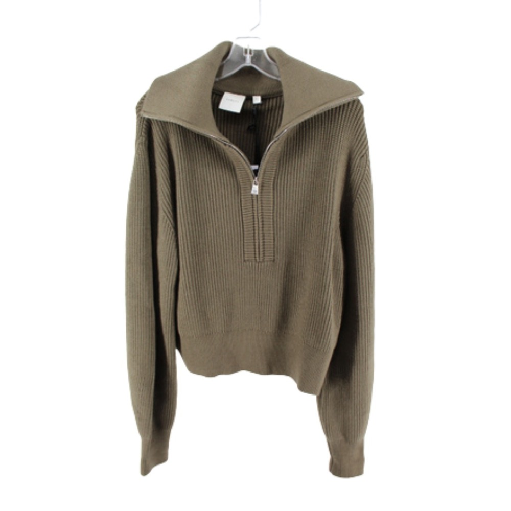 Varley Maura Half Zip Sweater Womens Large Rib Knit Olive Green NWT Pullover - Picture 6 of 13